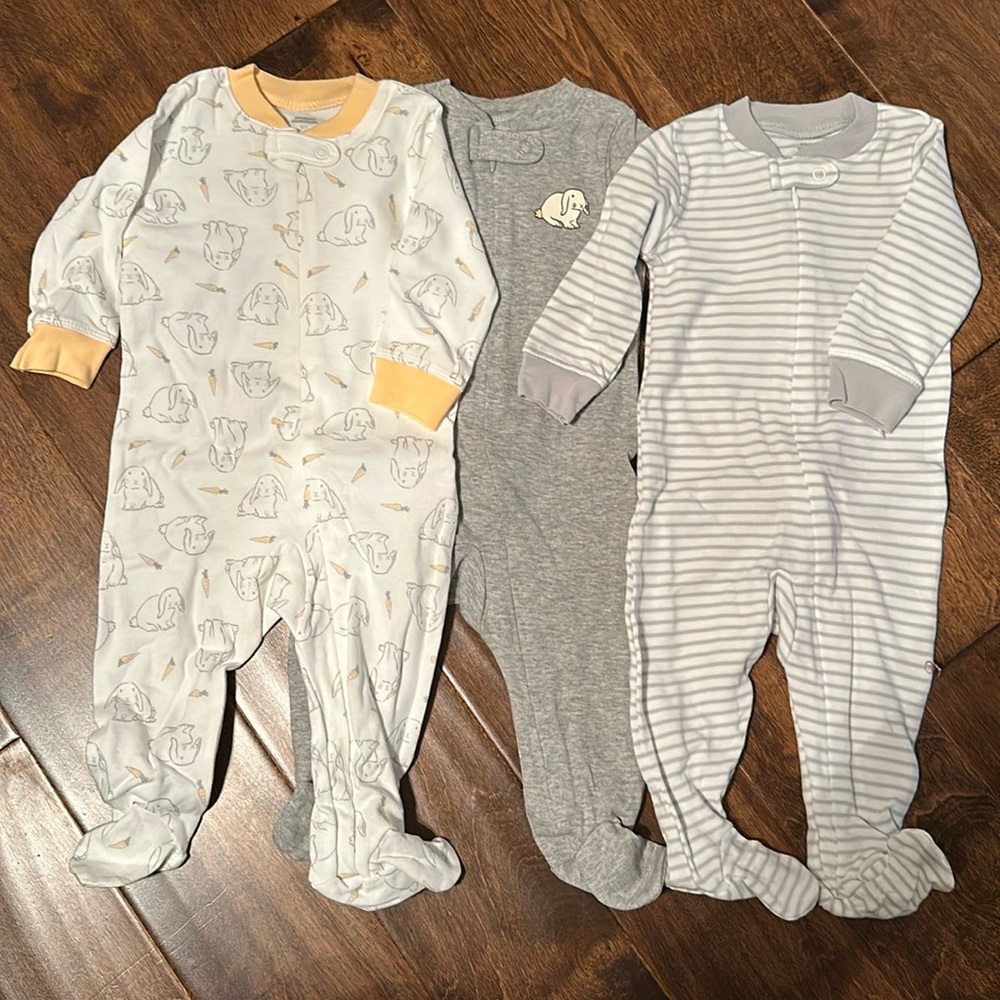 3pack Amazon essentials cotton footed zip front sleepers